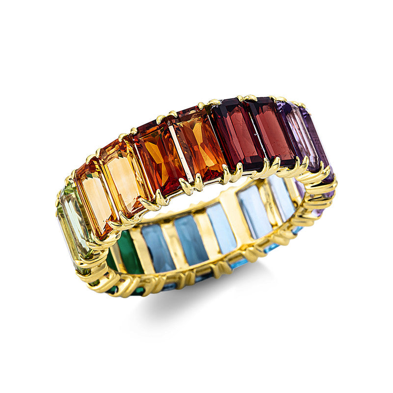 Ring 18 kt GG, 20 Farbsteine 8,30 ct multicolor, 20 Farbsteine 8,80 ct multicolor