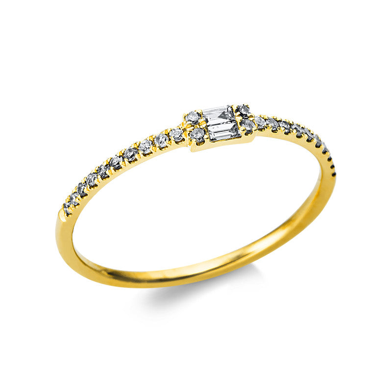 Ring 18 kt GG, 2 Bag. 0,03 ct, TW-si, 24 Brill. 0,09 ct, TW-si