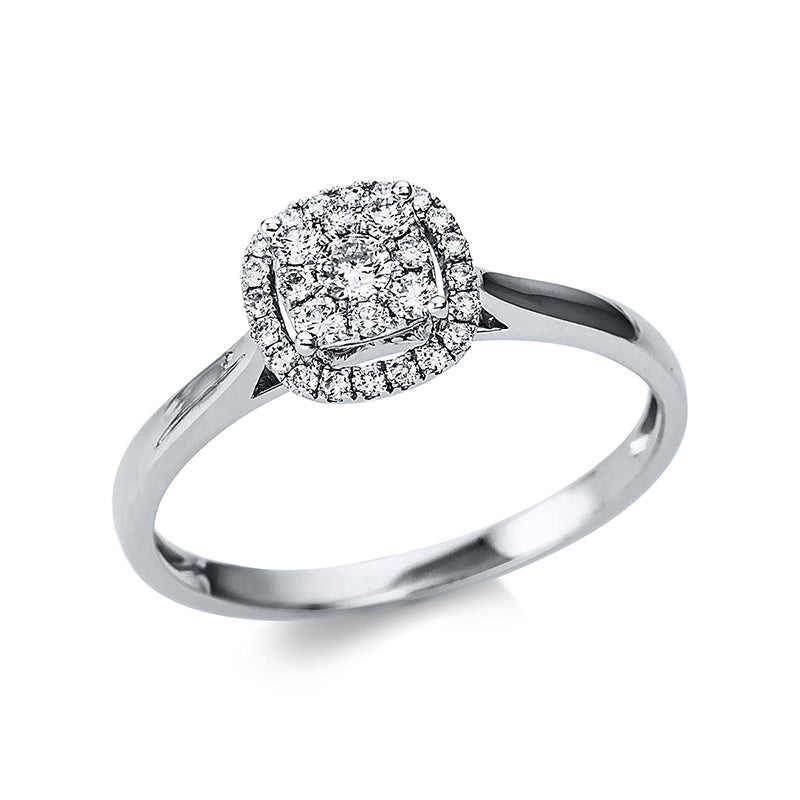 Ring 18 kt WG, 1 Brill. 0,06 ct, TW-si, 28 Brill. 0,23 ct, TW-si