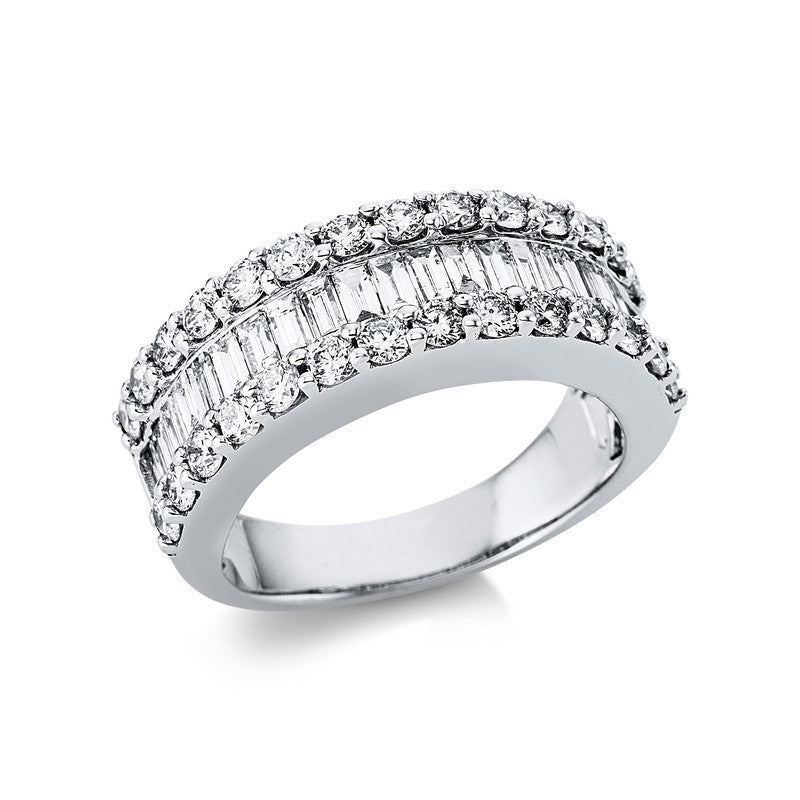 Ring 18 kt WG, 21 Bag. 0,91 ct, TW-si, 28 Brill. 1,13 ct, TW-si
