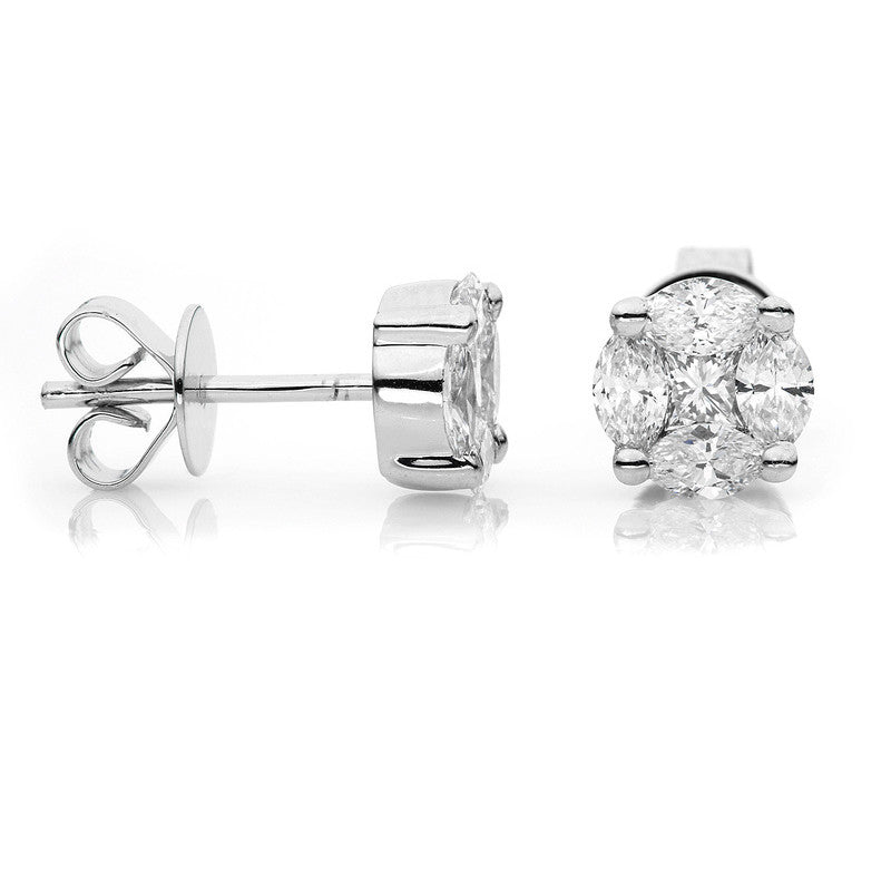 Ohrstecker 18 kt WG, 8 Nav. 0,43 ct, TW-si, 2 Princ. 0,23 ct, TW-si