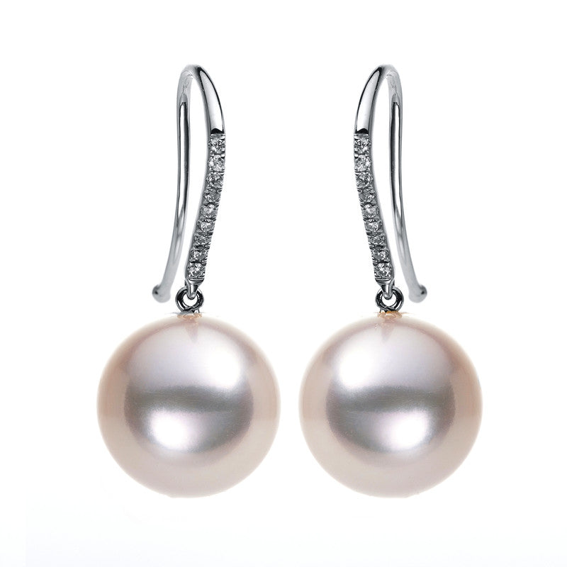 Ohrschmuck 18 kt WG, 18 Brill. 0,08 ct, TW-si, 2 SW weiß 11,5 mm