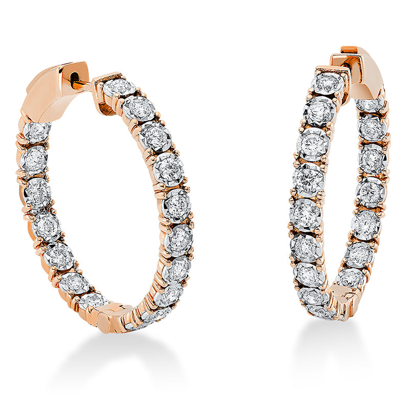 Creolen 14 kt RG+WG, 34 1,02 ct, TW-si