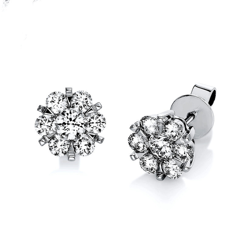 Ohrstecker 18 kt WG, 14 Brill. 1,46 ct, TW-si