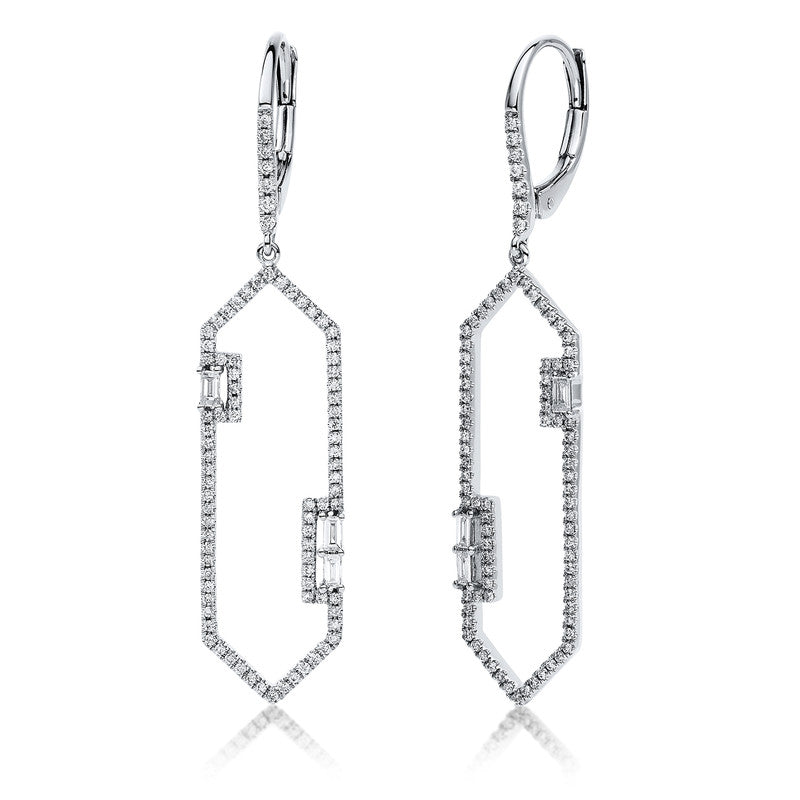 Ohrschmuck 18 kt WG, 170 Brill. 0,42 ct, TW-si, 6 Bag. 0,12 ct, TW-si