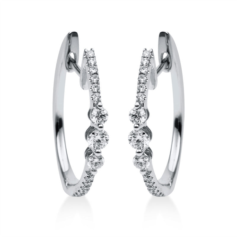Creolen 14 kt WG, 6 Brill. 0,25 ct, TW-si, 26 Brill. 0,09 ct, TW-si