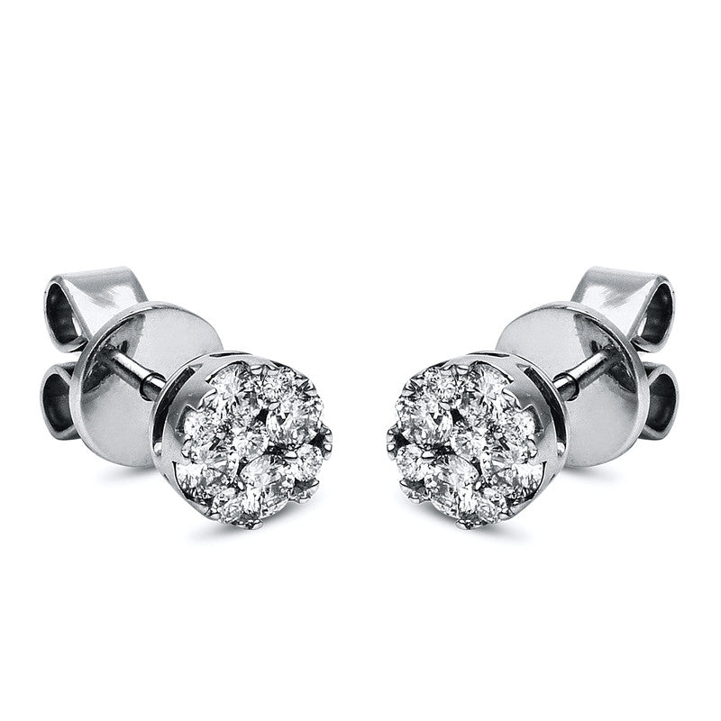 Ohrstecker 18 kt WG, 10 Brill. 0,30 ct, TW-si, 8 Brill. 0,05 ct, TW-si
