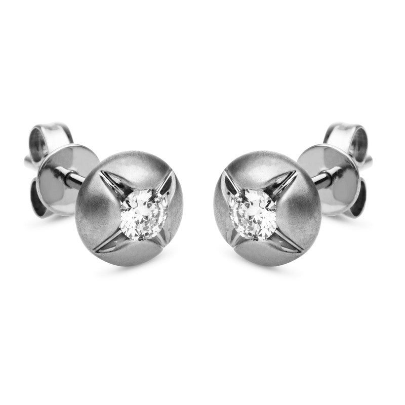 Ohrstecker 18 kt WG, mattiert, 2 Brill. 0,22 ct, TW-si