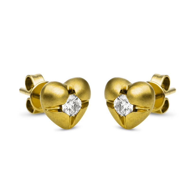 Ohrstecker 18 kt GG, mattiert, 2 Brill. 0,23 ct, TW-si