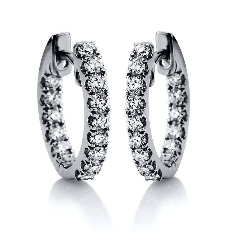 Creolen 18 kt WG, 28 Brill. 0,94 ct, TW-si