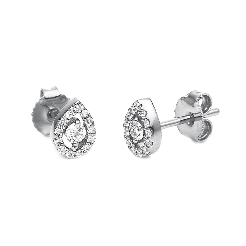 Ohrstecker 14 kt WG, 28 Brill. 0,19 ct, W-si