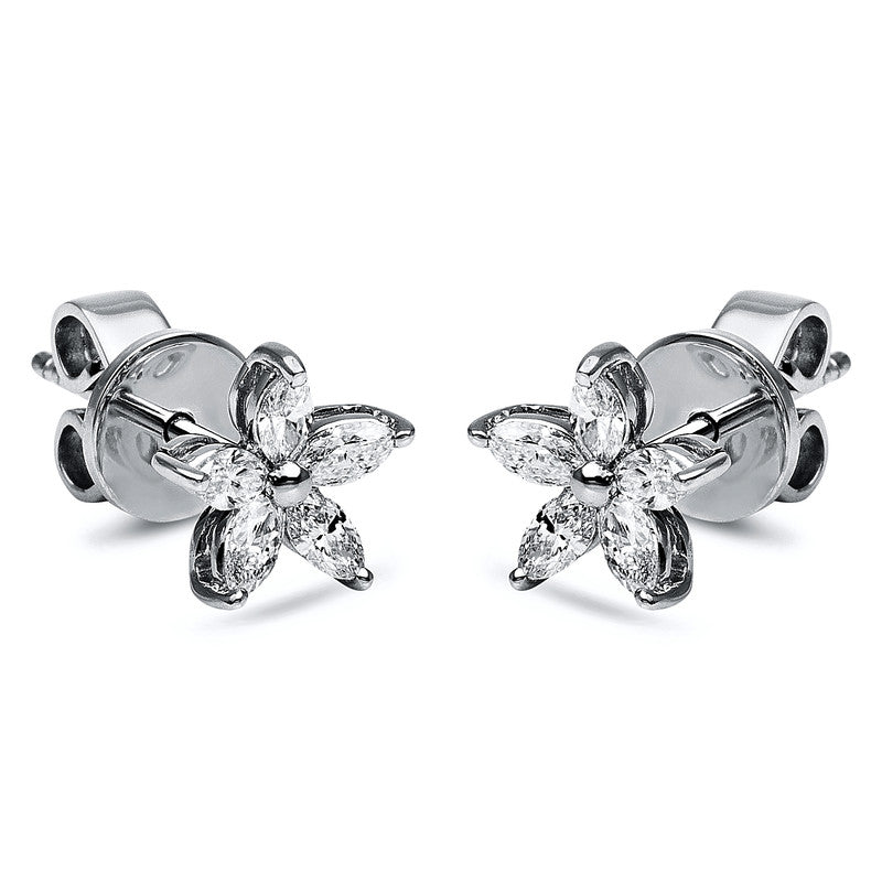 Ohrstecker 18 kt WG, 10 Nav. 0,40 ct, TW-vsi