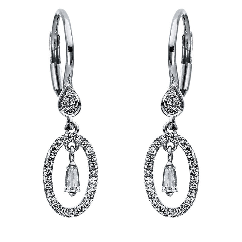 Ohrschmuck 18 kt WG, 2 Trap. 0,17 ct, TW-si, 60 Dia. 0,13 ct, W-si