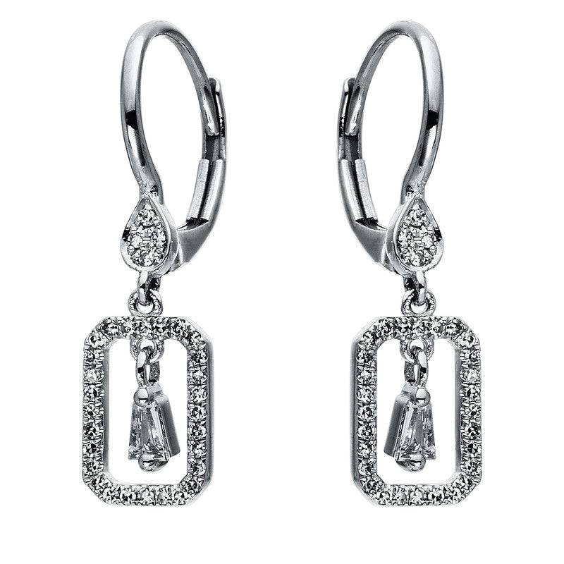 Ohrschmuck 18 kt WG, 2 Trap. 0,08 ct, TW-si, 64 Dia. 0,14 ct, W-si