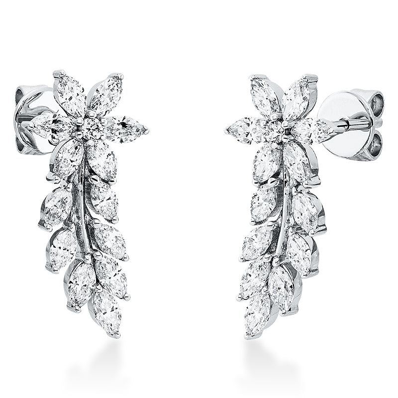 Ohrschmuck 18 kt WG, 2 Brill. 0,04 ct, TW-si, 26 Nav. 1,11 ct, TW-si