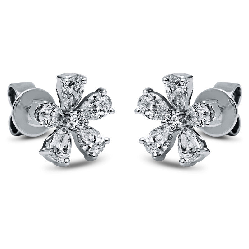 Ohrstecker 18 kt WG, 2 Brill. 0,07 ct, TW-si, 10 Tropfen 1,04 ct, TW-vsi
