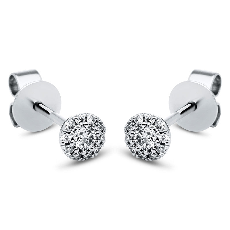Ohrstecker 18 kt WG, 22 Brill. 0,14 ct, TW-si