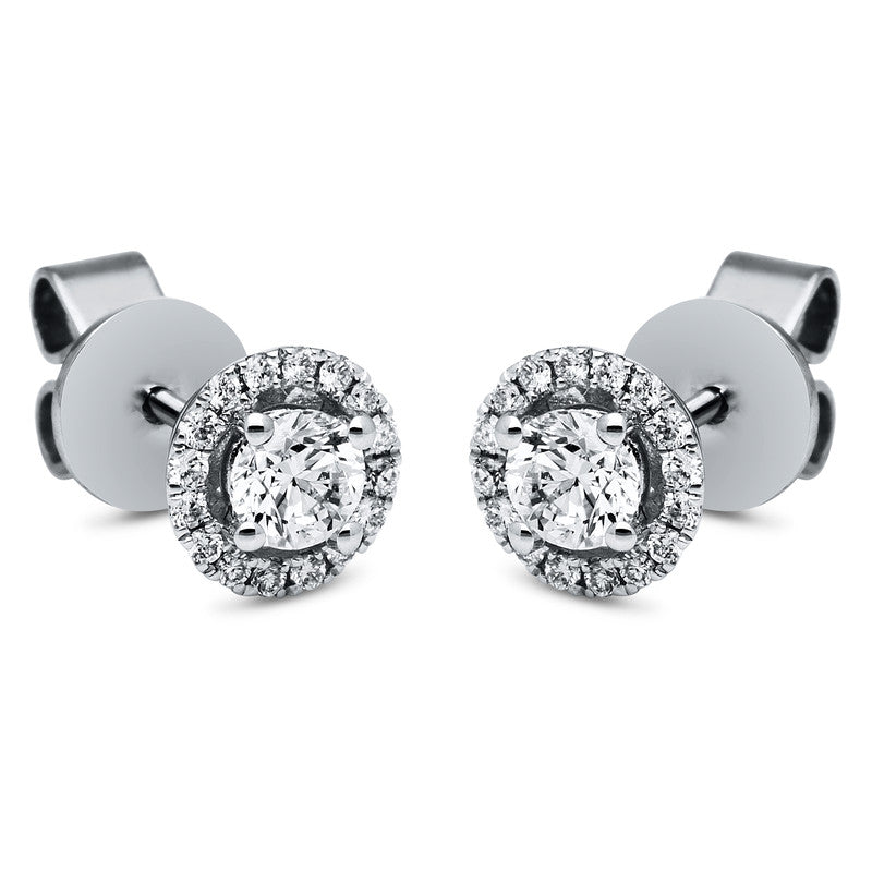Ohrstecker 18 kt WG, 2 Brill. 0,29 ct, TW-si, 32 Brill. 0,09 ct, TW-si