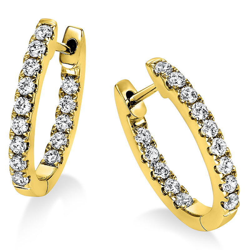 Creolen 14 kt GG, 28 Brill. 0,60 ct, TW-si