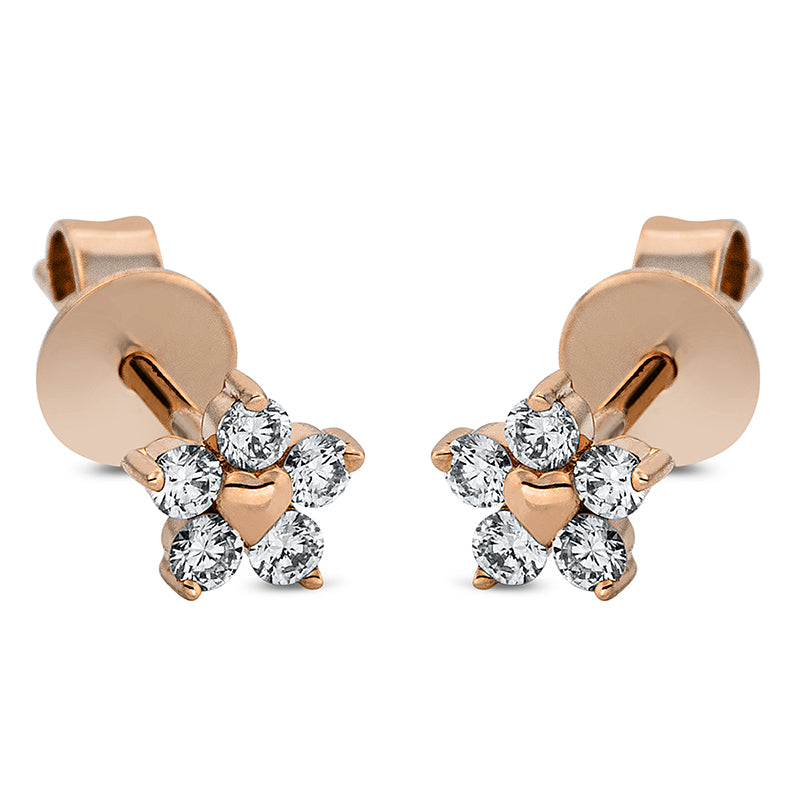 Ohrstecker 18 kt RG, 10 Brill. 0,20 ct, TW-si