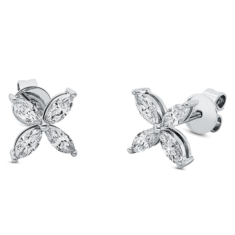 Ohrstecker 18 kt WG, 8 Nav. 0,62 ct, TW-si