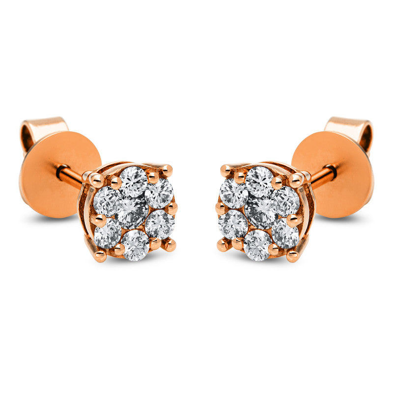 Ohrschmuck 14 kt RG, 2 Brill. 0,06 ct, TW-vsi/si, 12 Brill. 0,27 ct, TW-vsi/si