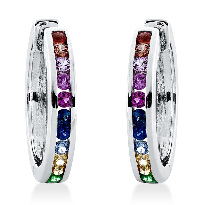 Creolen 18 kt WG, 24 Saphire 0,40 ct fancy