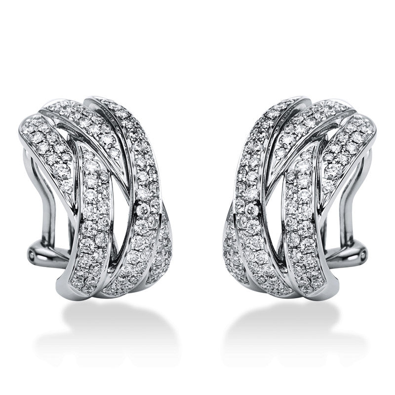 Ohrschmuck 18 kt WG, 168 Brill. 1,36 ct, TW-si