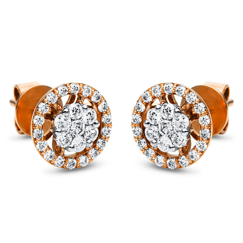 Ohrstecker 18 kt RG+WG, 2 Brill. 0,08 ct, TW-vsi, 48 Brill. 0,42 ct, TW-vsi