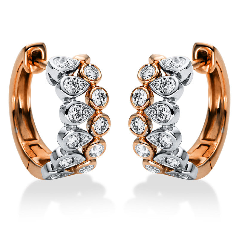 Creolen 18 kt RG+WG, 22 Brill. 0,47 ct, TW-si, 12 Brill. 0,03 ct, TW-si