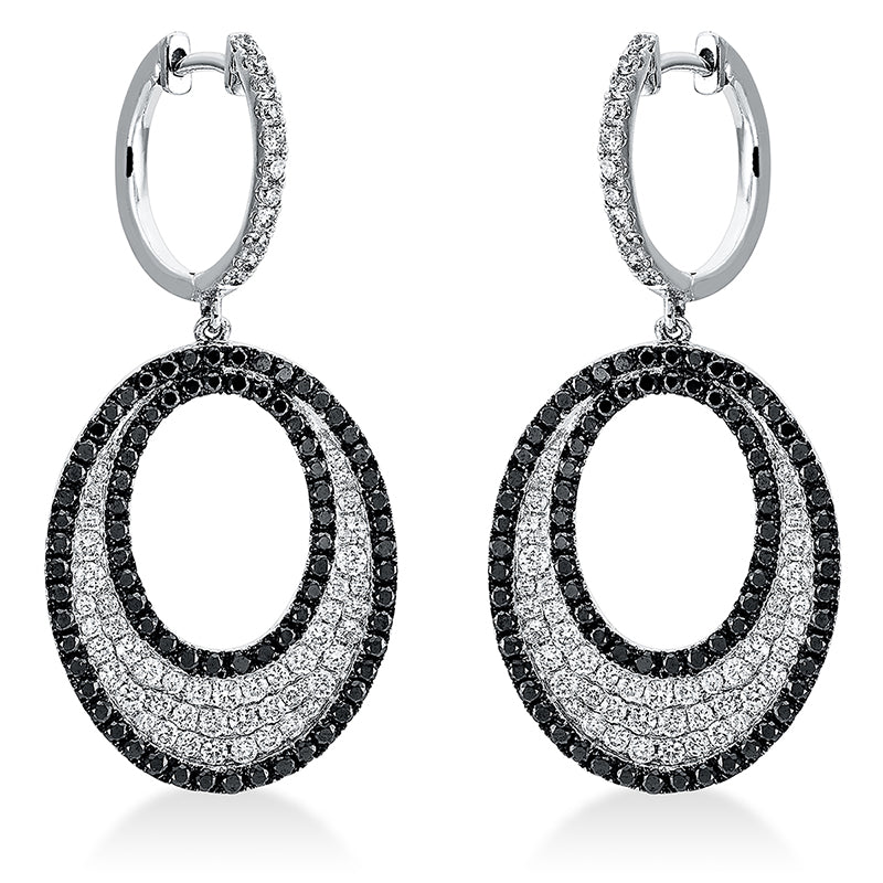 Ohrschmuck 14 kt WG, teils schwarz rhodiniert, 116 Brill. 1,20 ct, TW-si, 158 Brill. 1,40 ct, schwarz