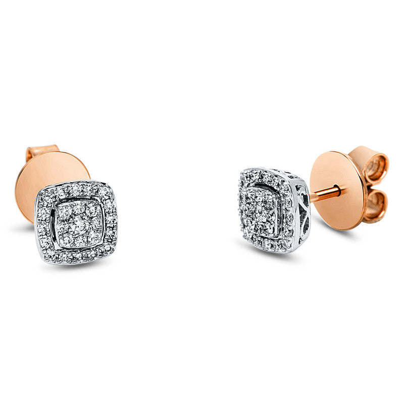 Ohrstecker 18 kt RG+WG, 50 Brill. 0,30 ct, TW-si