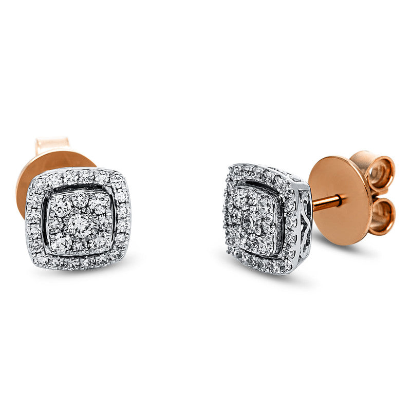 Ohrstecker 18 kt RG+WG, 58 Brill. 0,51 ct, TW-si