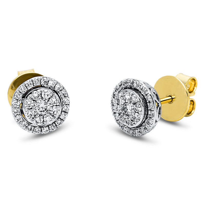 Ohrstecker 18 kt GG+WG, 58 Brill. 0,50 ct, TW-si