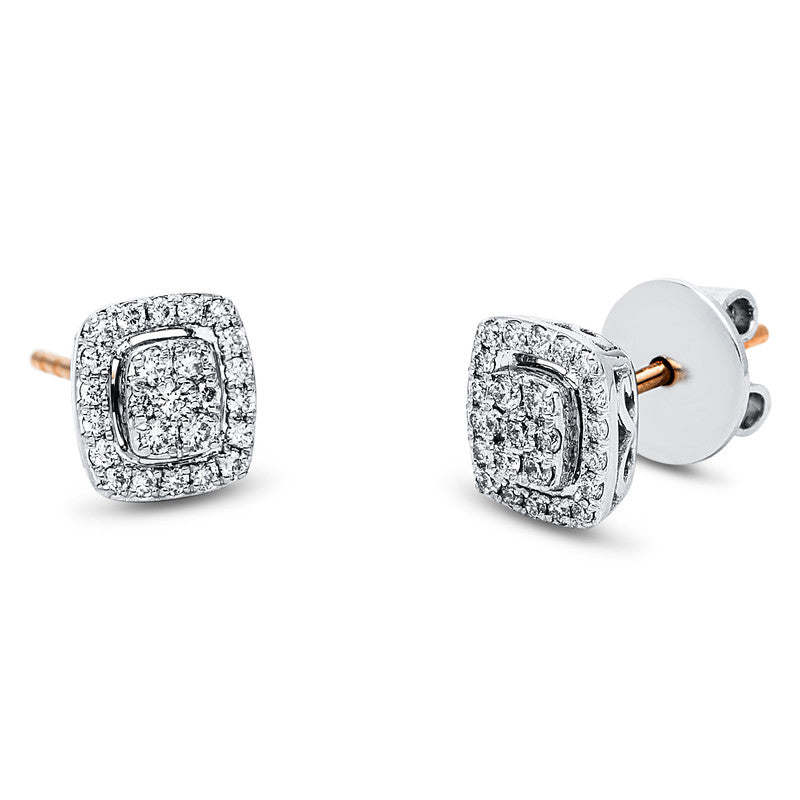 Ohrstecker 18 kt RG+WG, 50 Brill. 0,32 ct, TW-si