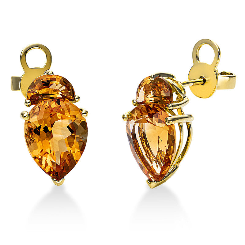 Ohrstecker 18 kt GG, 2 Citrin 0,80 ct, 2 Citrin 4,00 ct