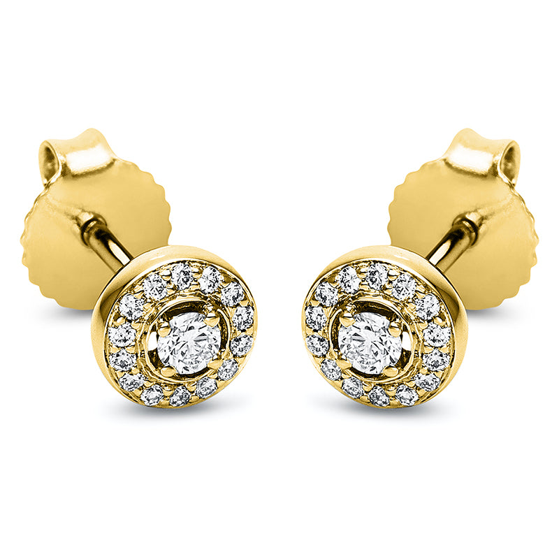 Ohrstecker 18 kt GG, 30 Brill. 0,14 ct, TW-si