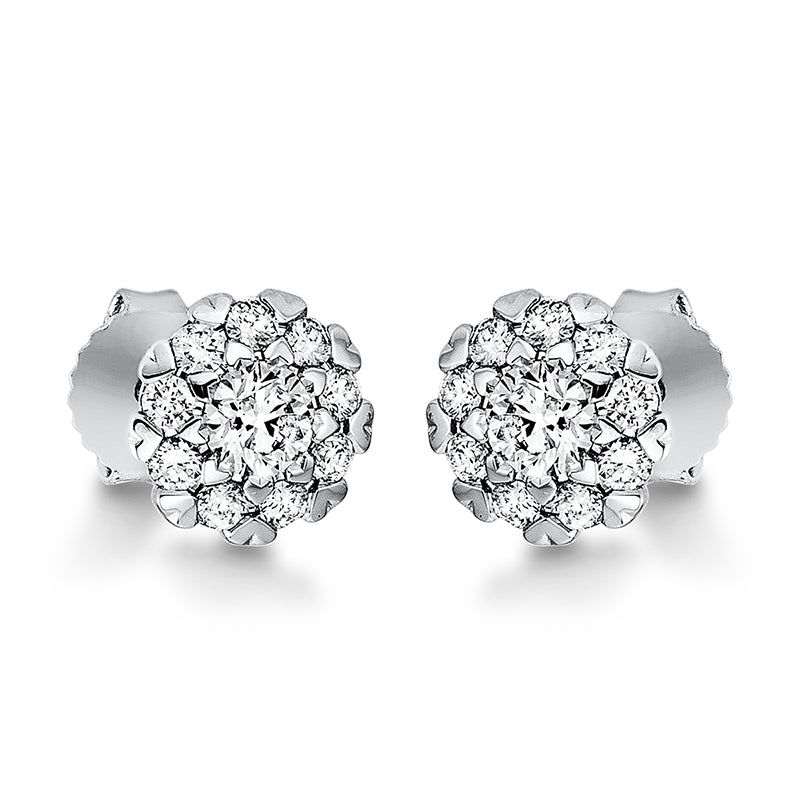 Ohrstecker 14 kt WG, 20 Brill. 0,59 ct, TW-si