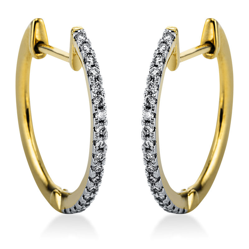 Creolen 14 kt GG+WG, 36 Brill. 0,25 ct, TW-si