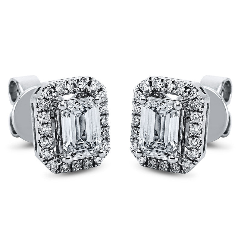 Ohrstecker 18 kt WG, 2 Sm.schliff 1,00 ct, TW-si, 40 Brill. 0,20 ct, TW-si