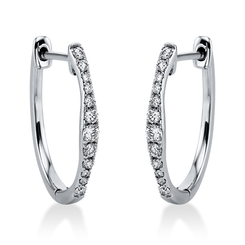 Creolen 18 kt WG, 10 Brill. 0,16 ct, TW-si, 14 Brill. 0,08 ct, TW-si