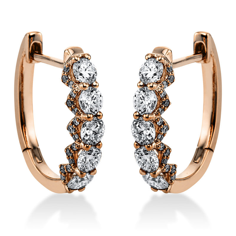 Creolen 18 kt RG, 10 0,96 ct, TW-si, 60 Brill. 0,14 ct, TW-si