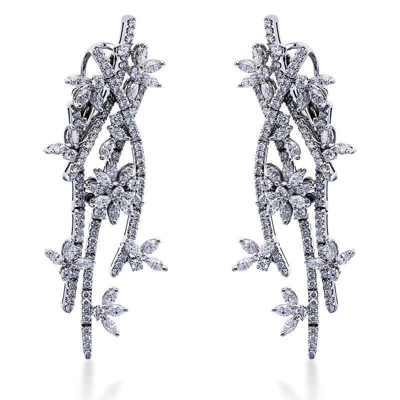 Ohrschmuck 18 kt WG, 22 Brill. 0,80 ct, 56 Nav. 3,63 ct, TW-vsi/si, 198 Brill. 2,36 ct, TW-vsi/si