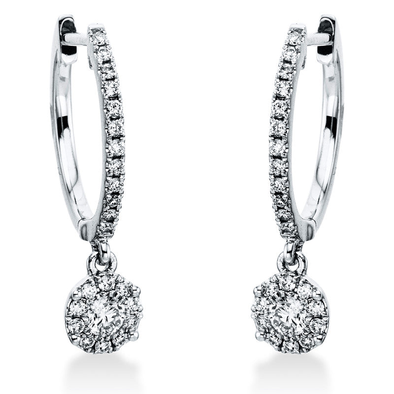 Ohrschmuck 18 kt WG, 2 Brill. 0,18 ct, TW-si, 44 Brill. 0,27 ct, TW-si