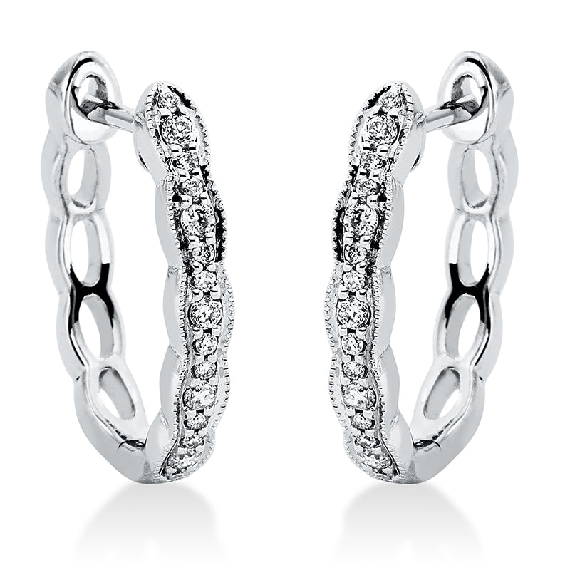 Creolen 18 kt WG, 10 Brill. 0,09 ct, TW-si, 20 Brill. 0,05 ct, TW-si