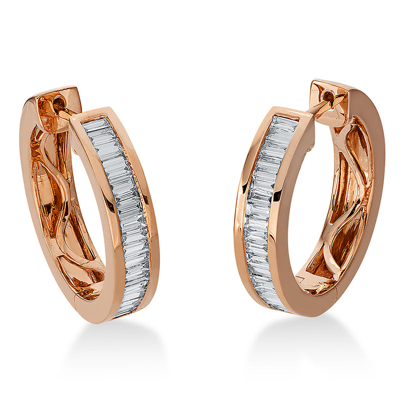 Creolen 18 kt RG, 34 Bag. 1,21 ct, TW-si