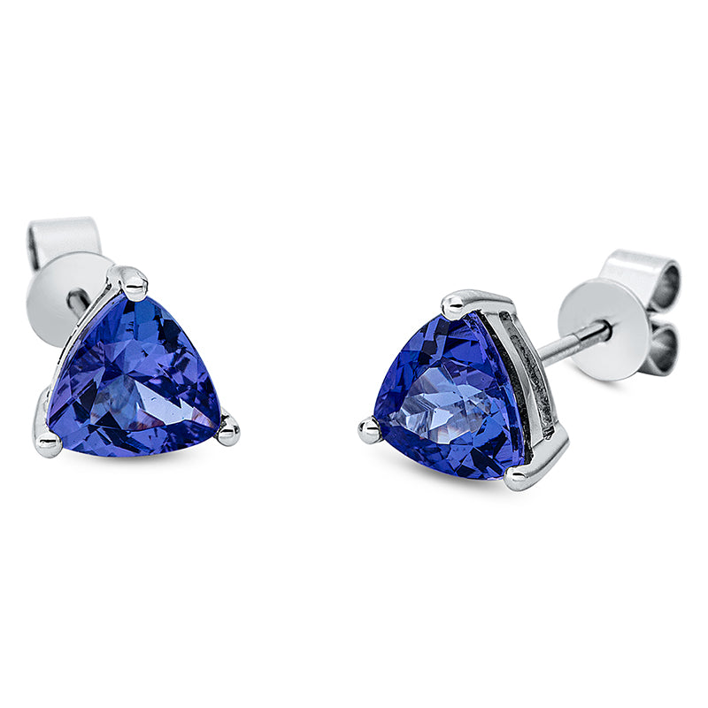 Ohrstecker 14 kt WG, 2 Tansanit 1,90 ct blau