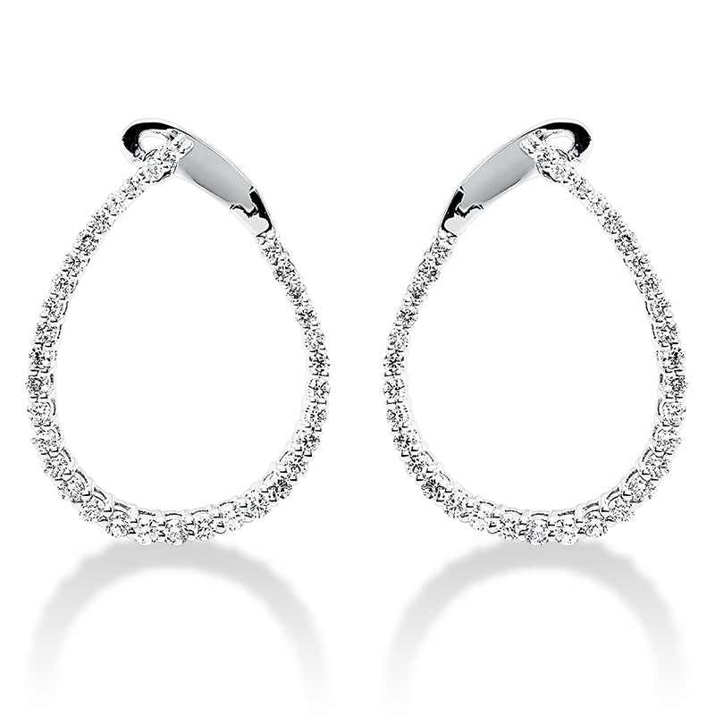 Creolen 14 kt WG, 42 Brill. 0,73 ct, TW-pi, 26 Brill. 0,71 ct, TW-pi