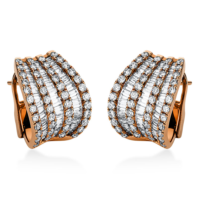 Creolen 18 kt RG, 100 Trap. 1,93 ct, TW-vsi, 92 Brill. 1,81 ct, TW-vsi