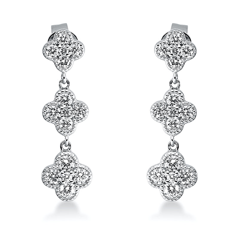 Ohrschmuck 18 kt WG, 8 Brill. 0,15 ct, TW-si, 16 Brill. 0,48 ct, TW-si, 6 Brill. 0,04 ct, TW-si